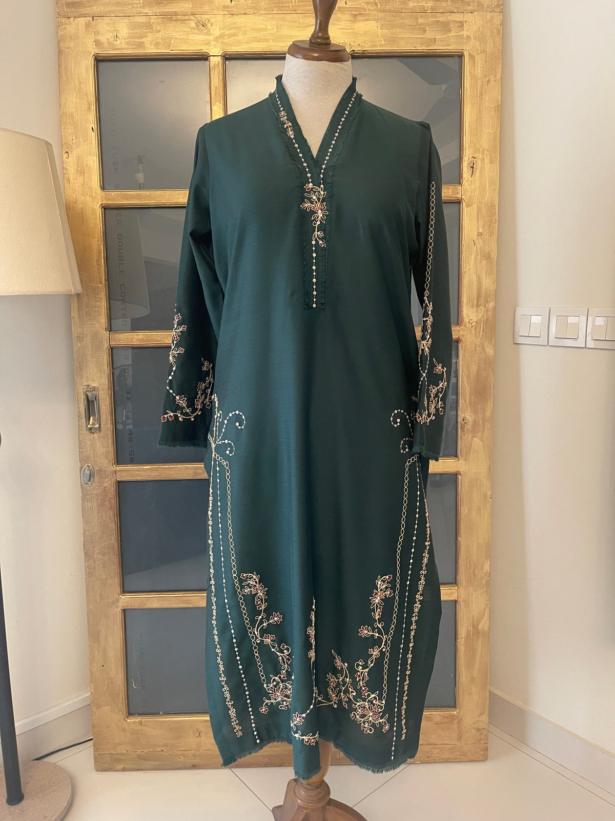 Thread Embroidery with Hand Work on Daman