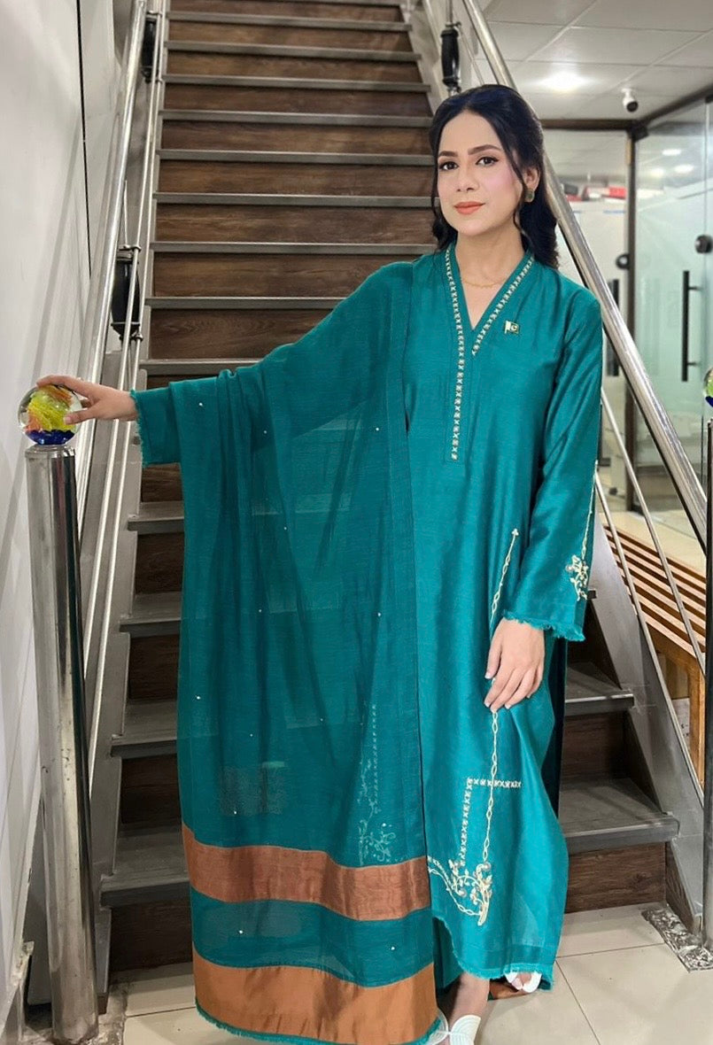 HK 78 Sea Green with Bordered Dupatta
