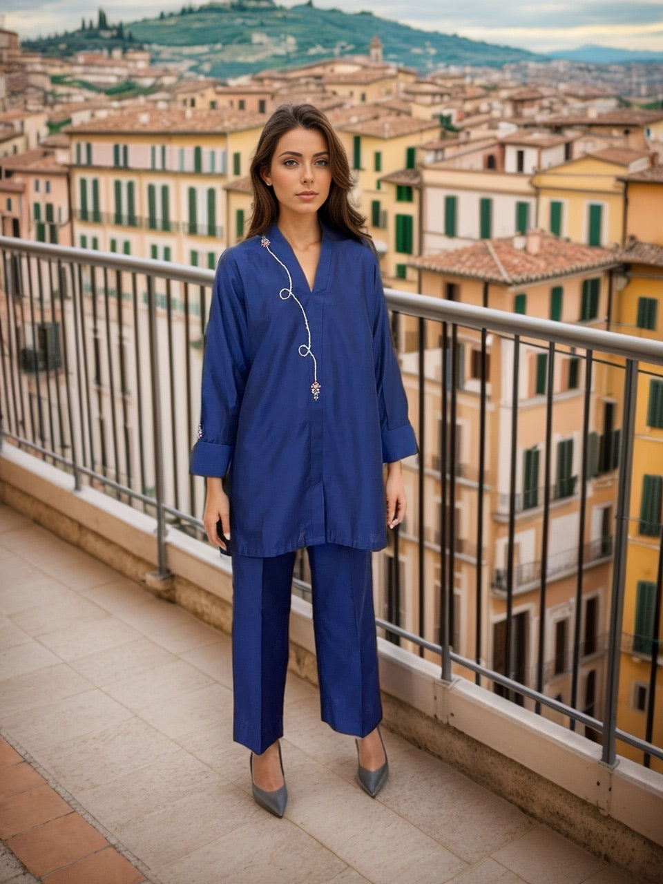 Royal blue with diamanté string