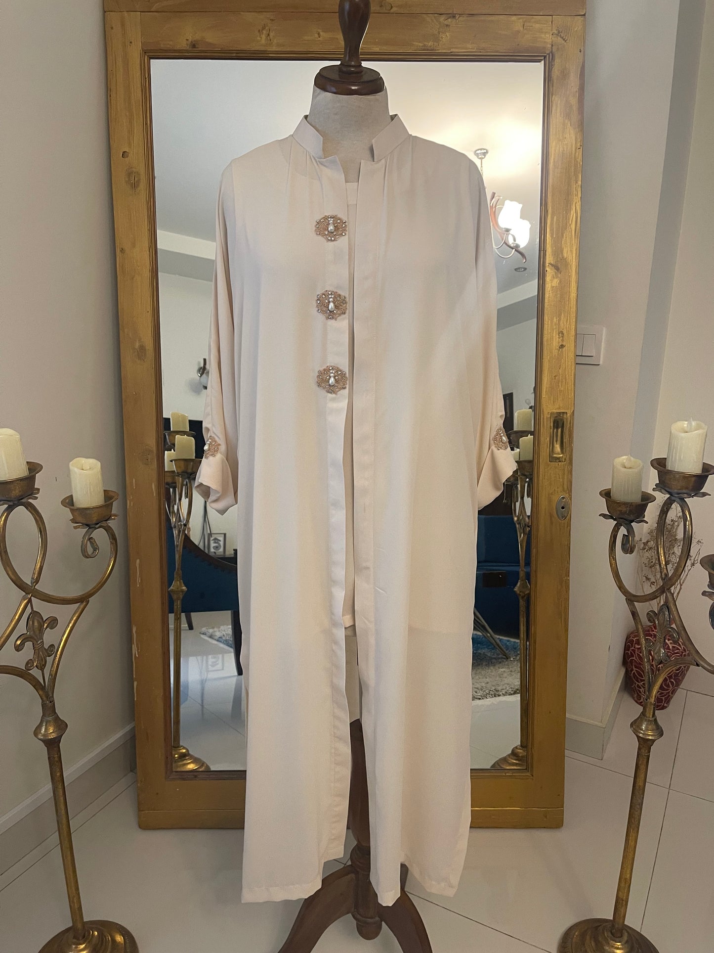 Ivory long Jacket with inner and Culottes