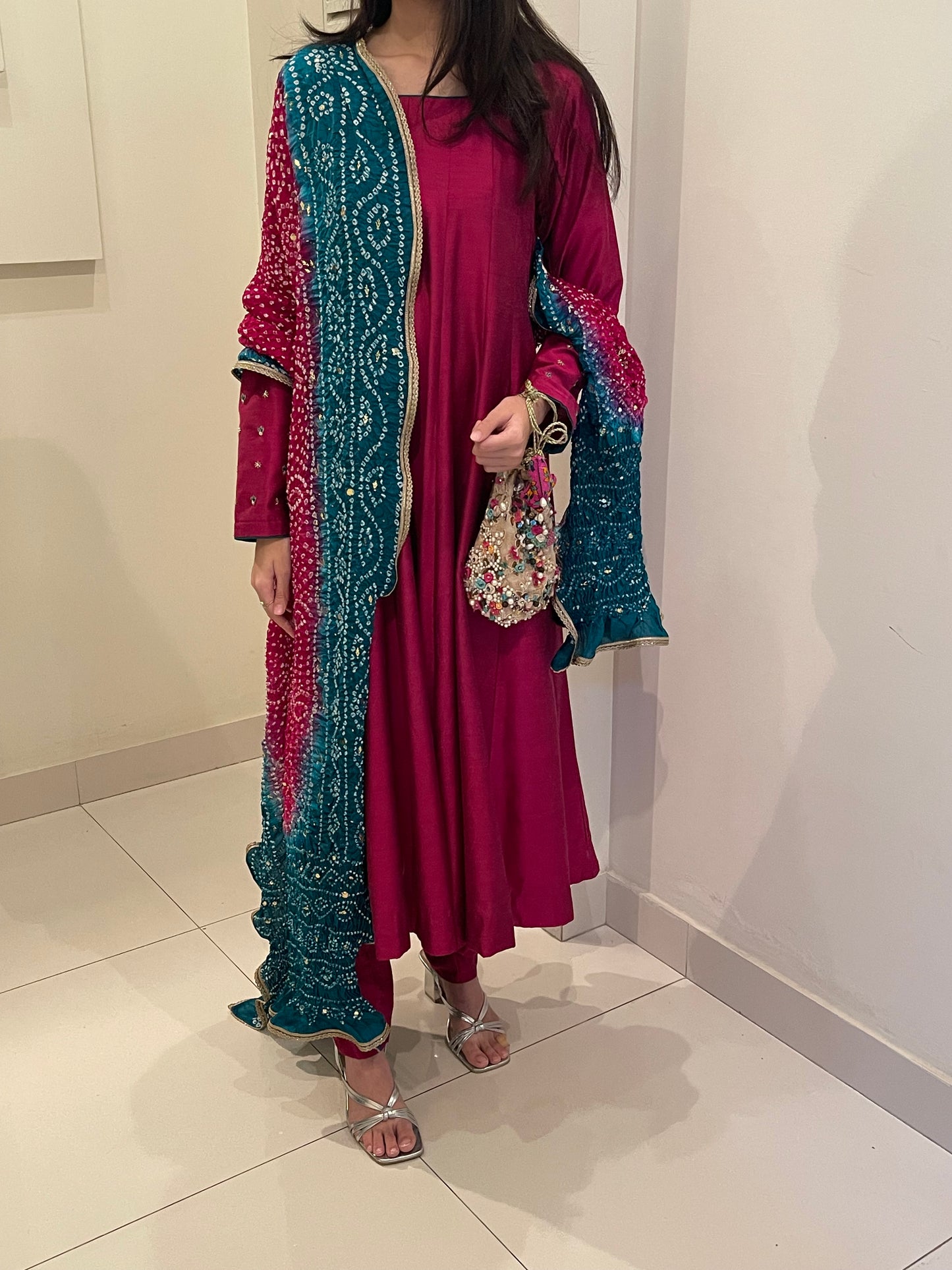 Magenta Aline panelled dress