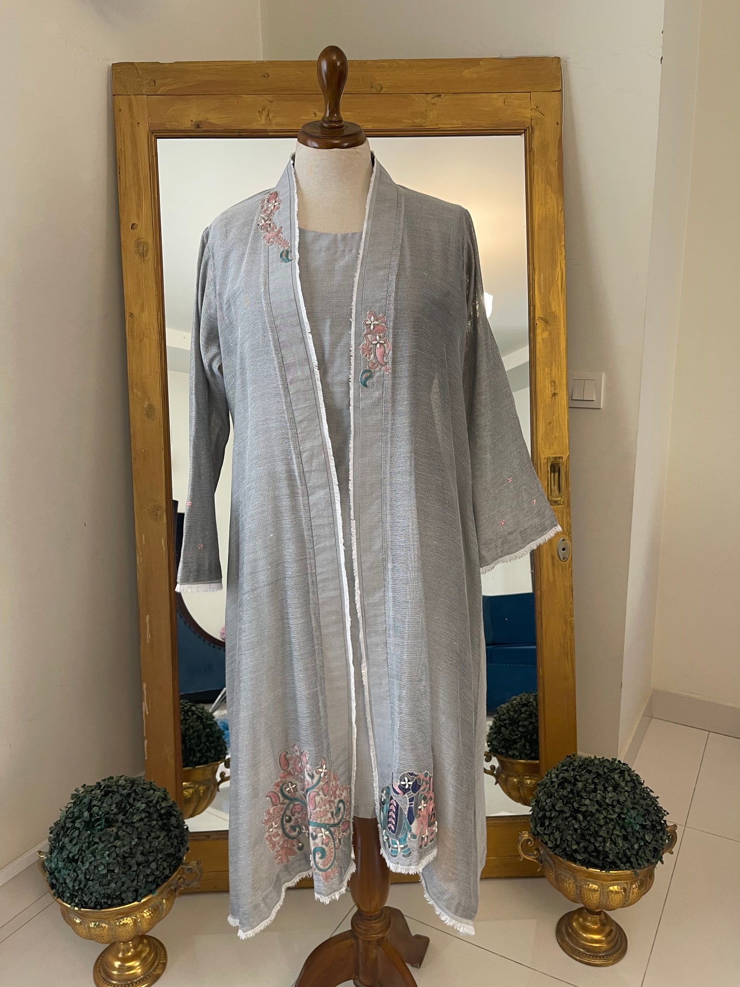 HK 69 Grey Cotton net jacket
