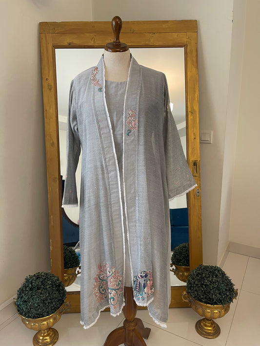 HK 69 Grey Cotton net jacket