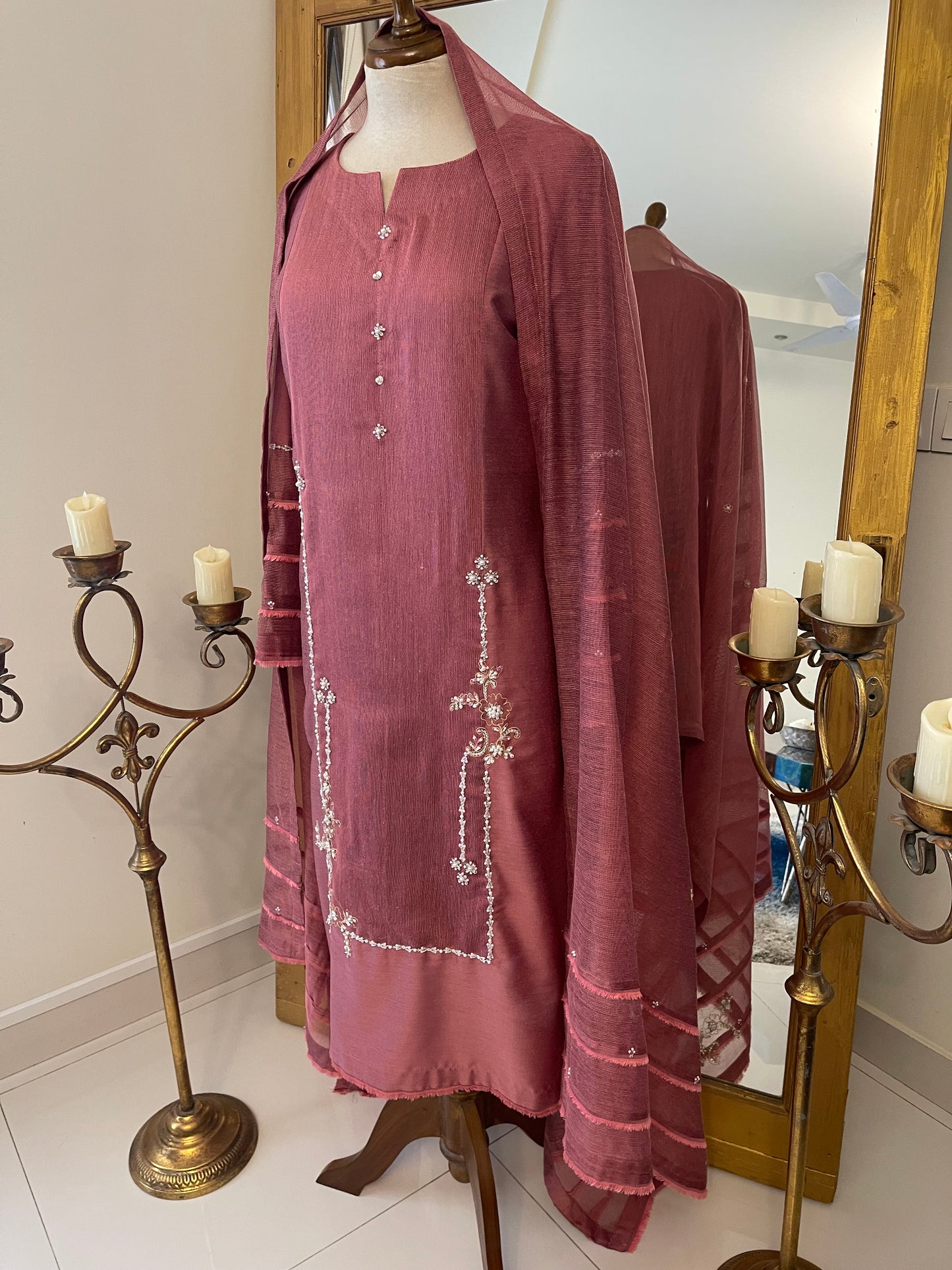 HK47#Sea green & Dirty Pink