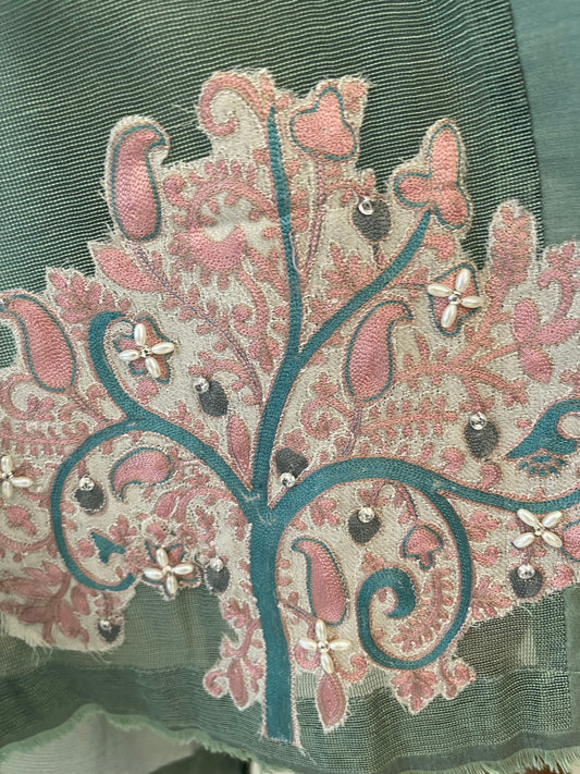 HK 70 pistachio Green long cotton net jacket