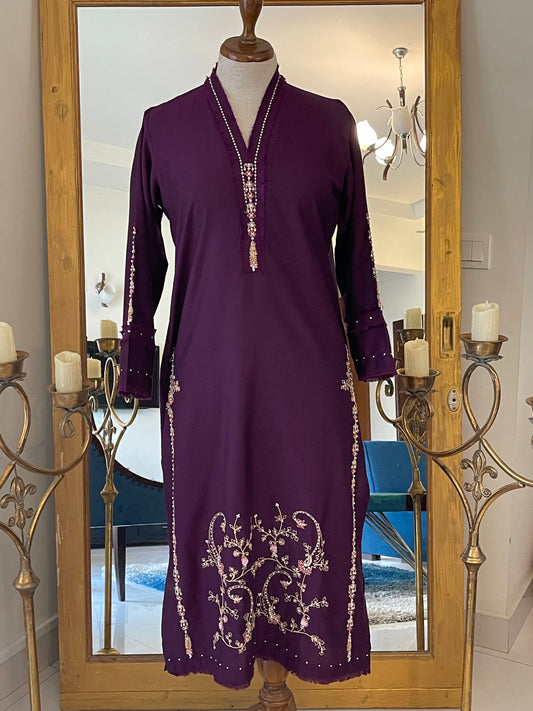 Dark Purple with Daman work
