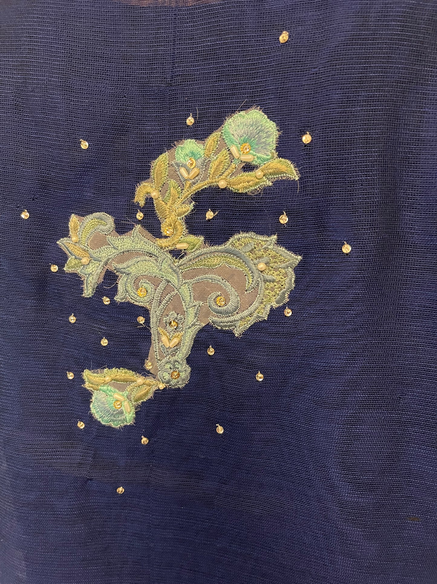 Royal Blue Cotton net jacket with cotton Katan inner and bell bottoms