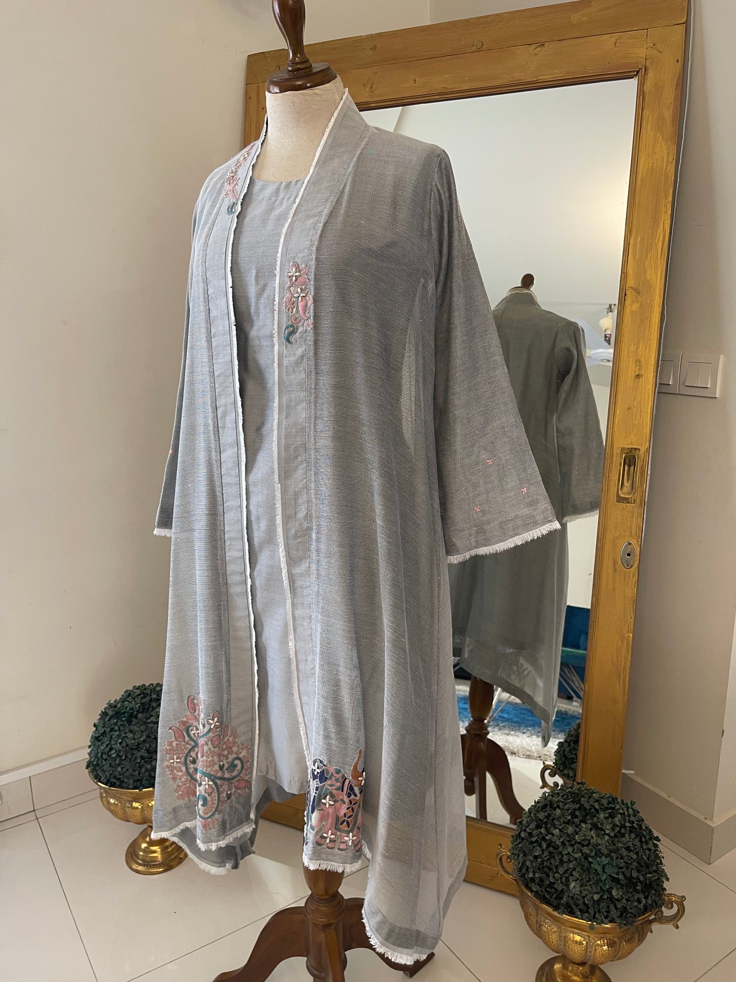 HK 69 Grey Cotton net jacket