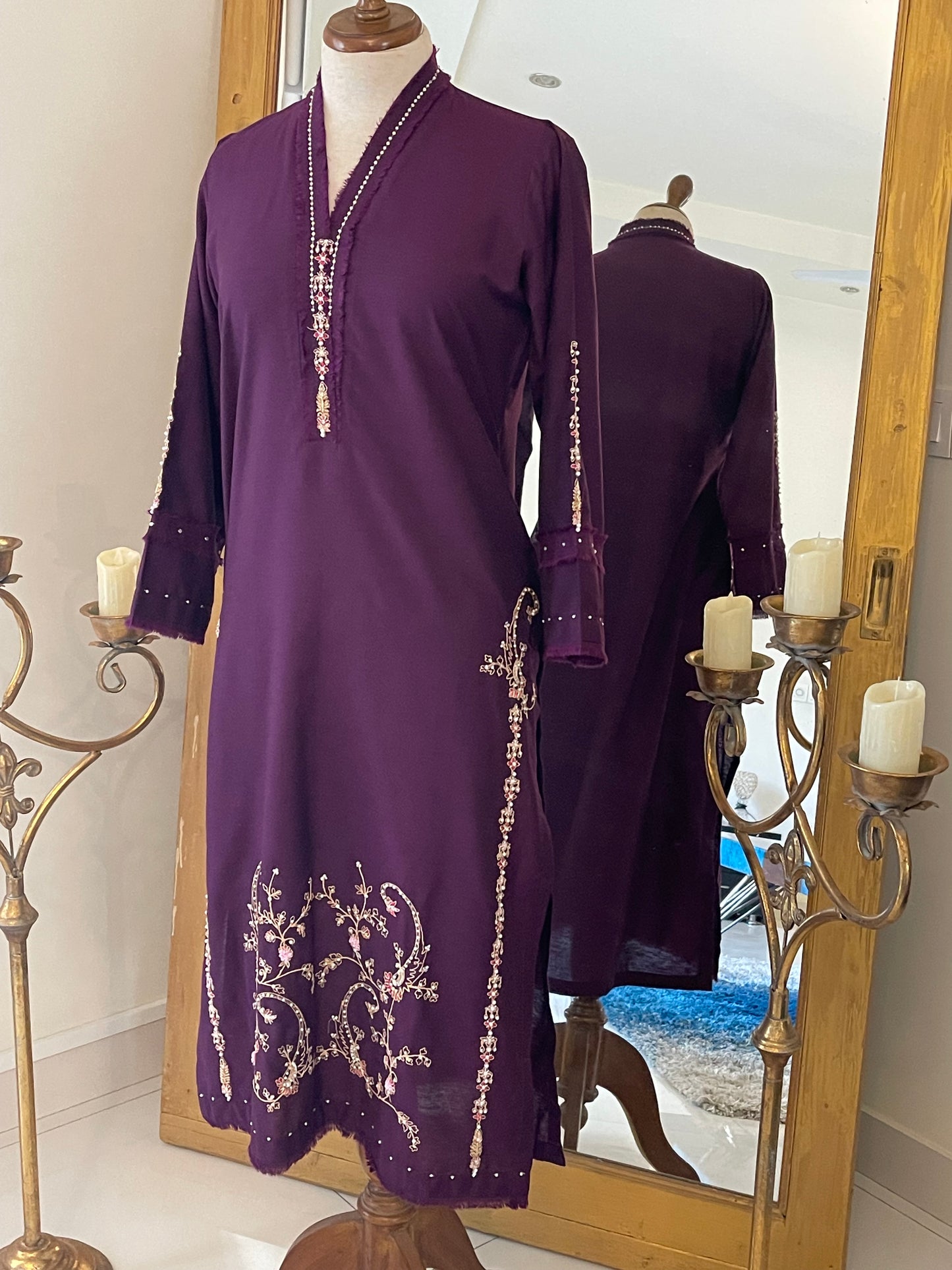 Dark Purple with Daman work