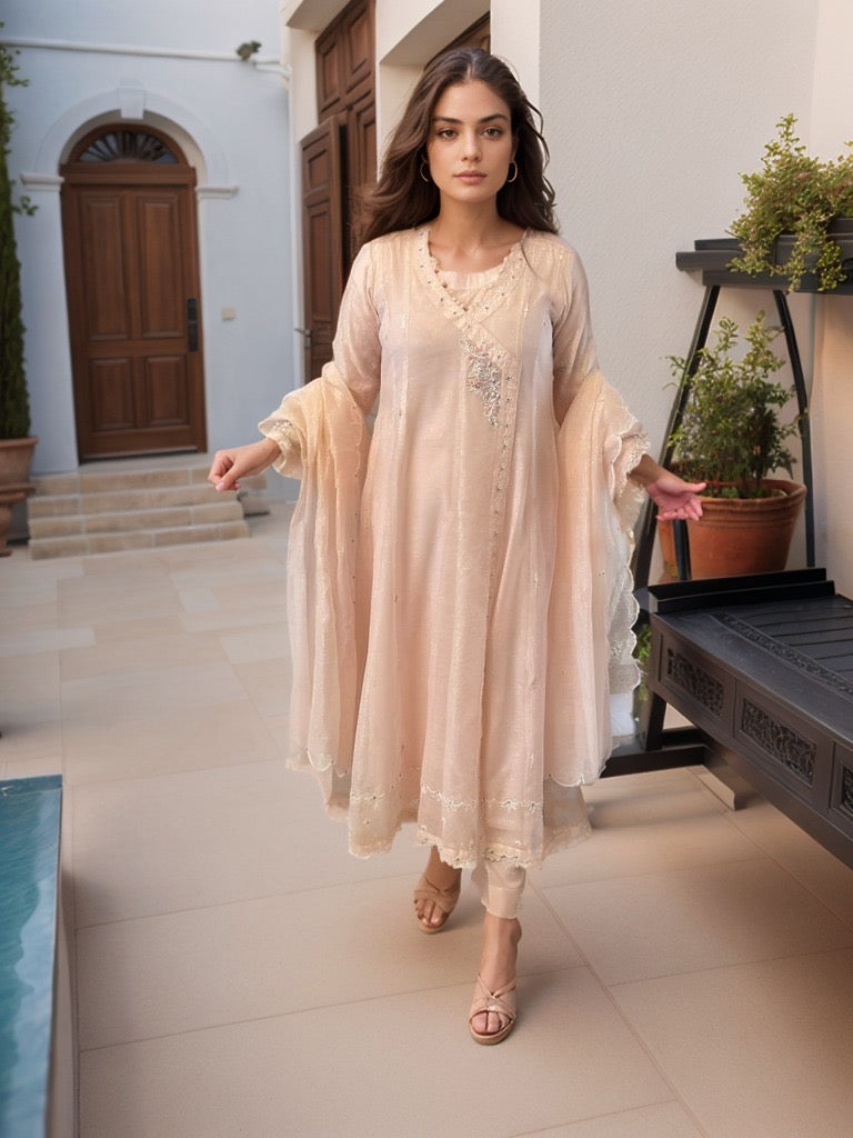 HK64 Powder Pink Cotton net Angerkha