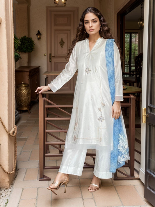 HK 62 Offwhite with printed dupatta 17,000 3pc