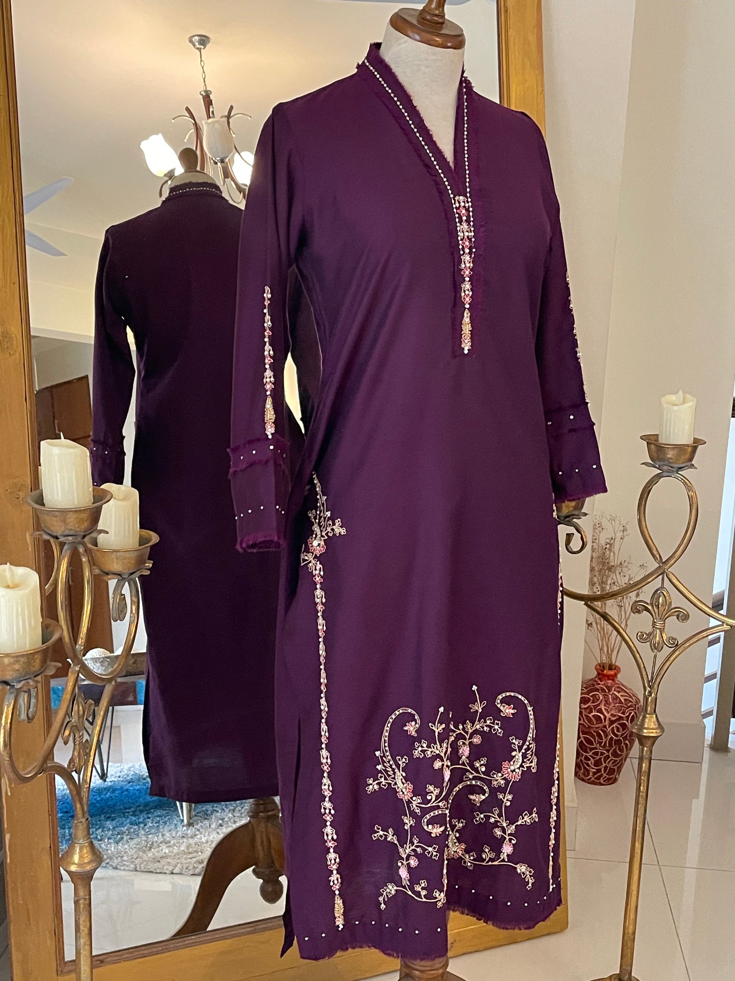 Dark Purple with Daman work