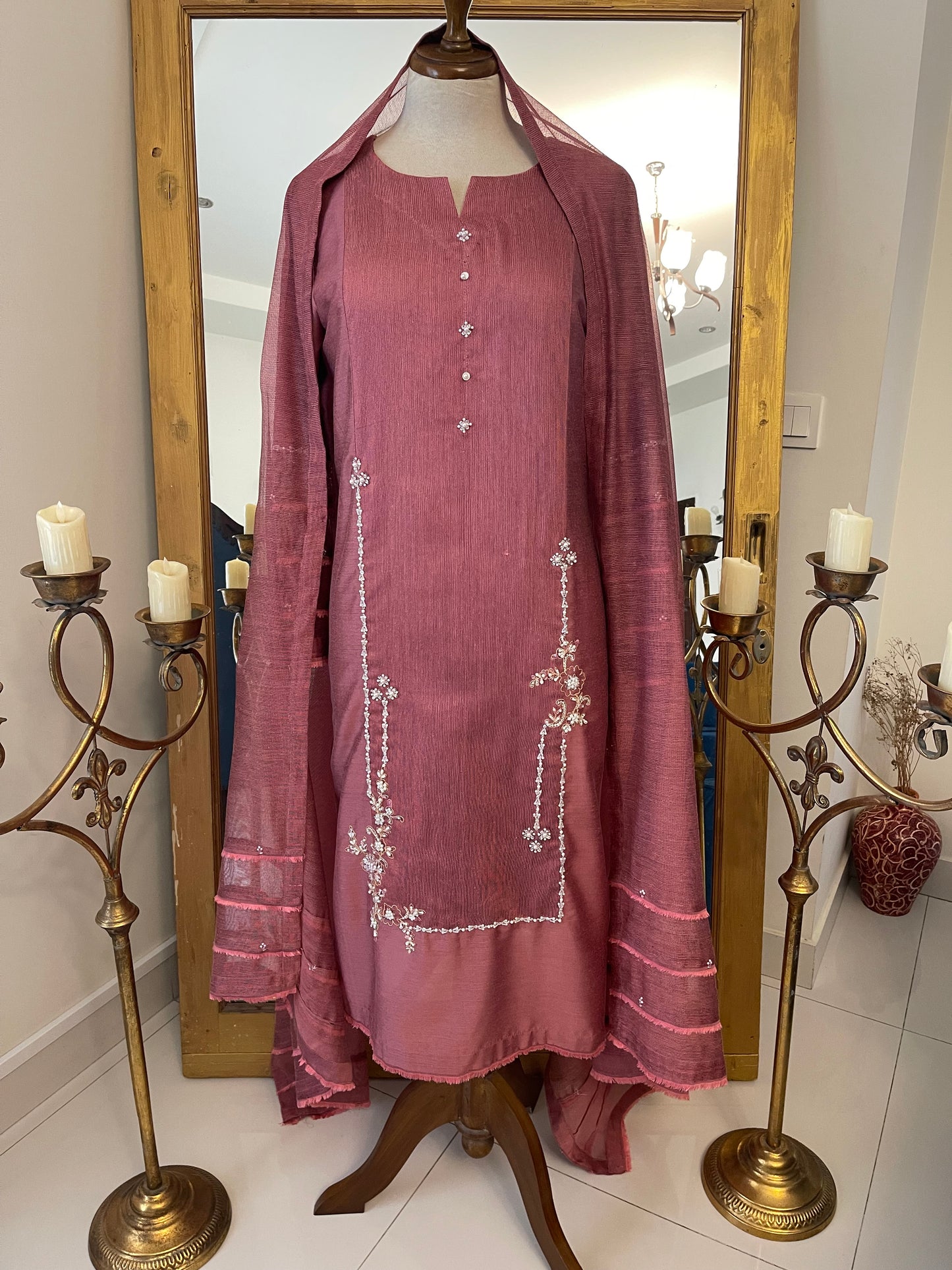 HK47#Sea green & Dirty Pink