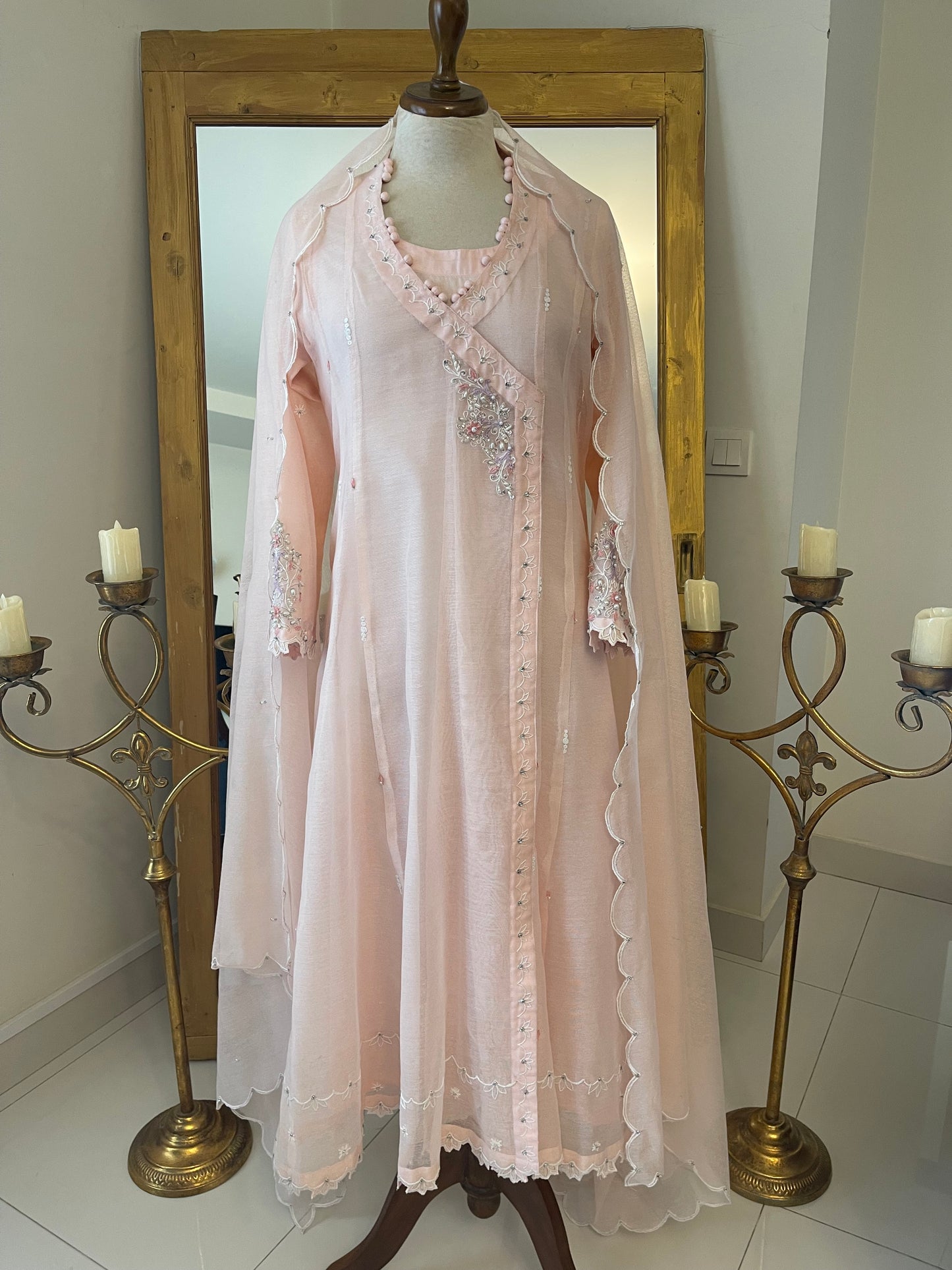 HK64 Powder Pink Cotton net Angerkha