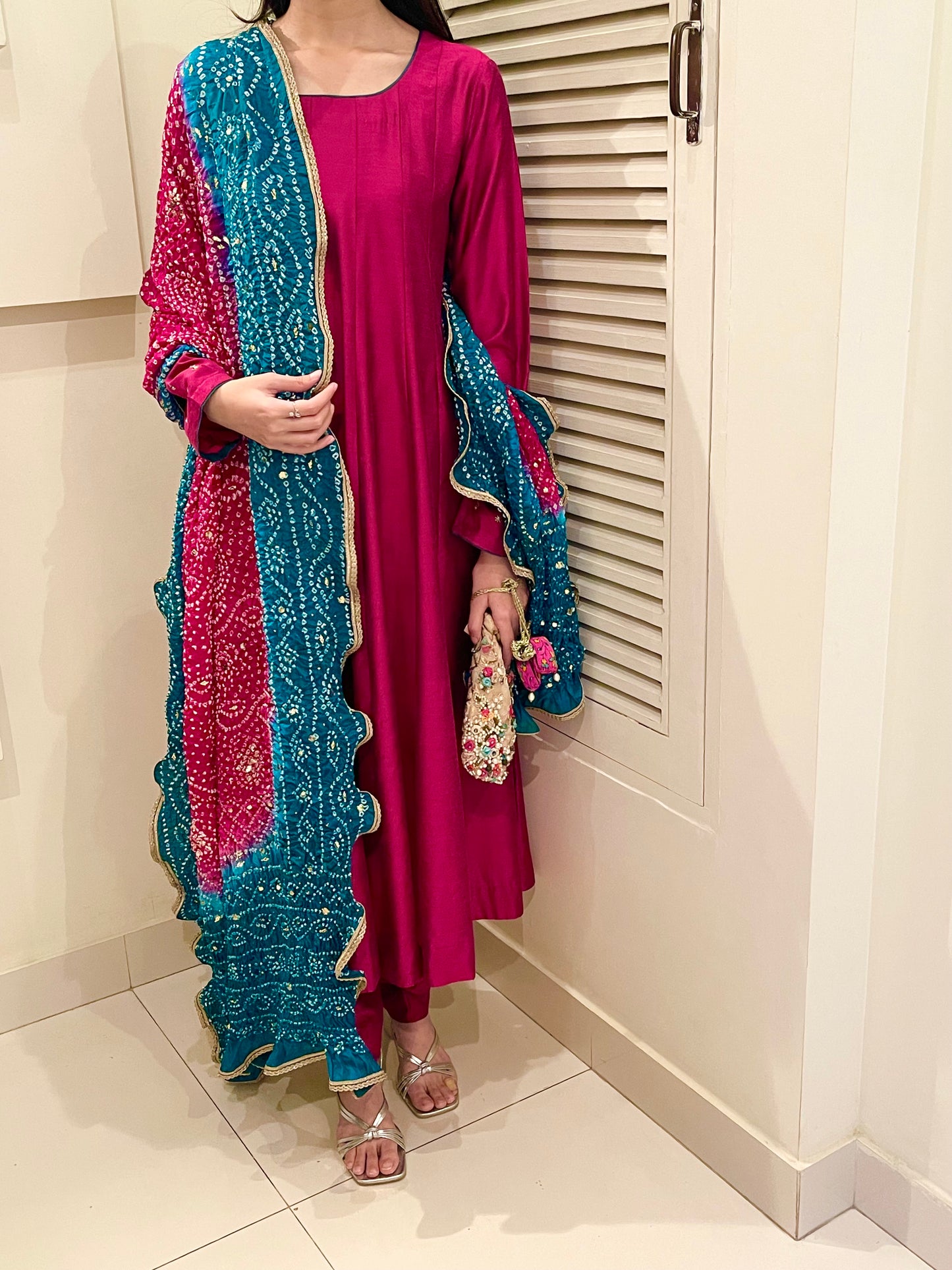 Magenta Aline panelled dress