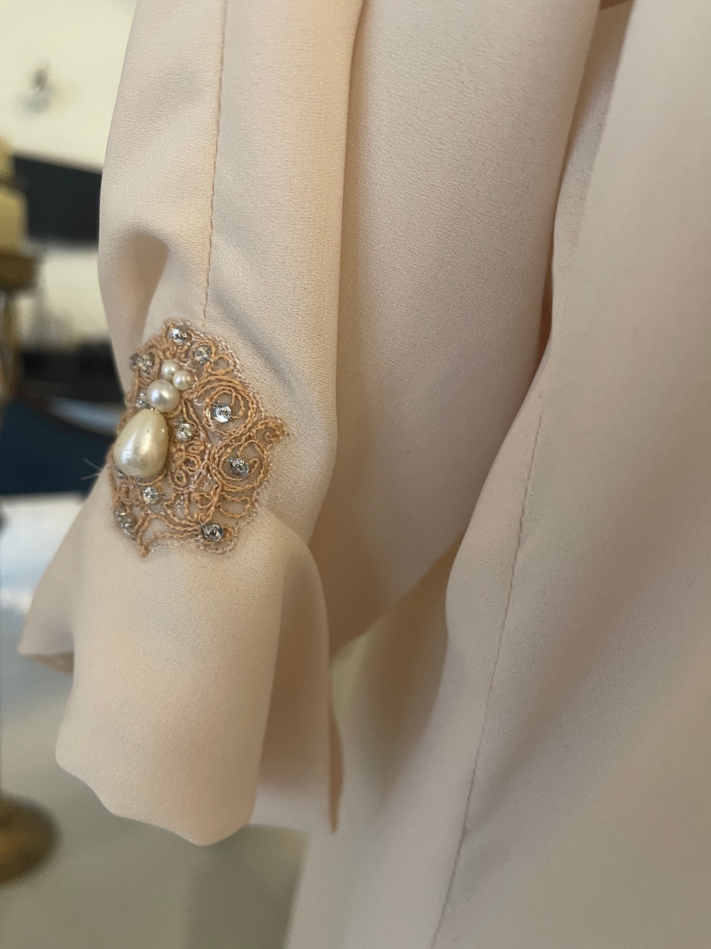 Ivory long Jacket with inner and Culottes