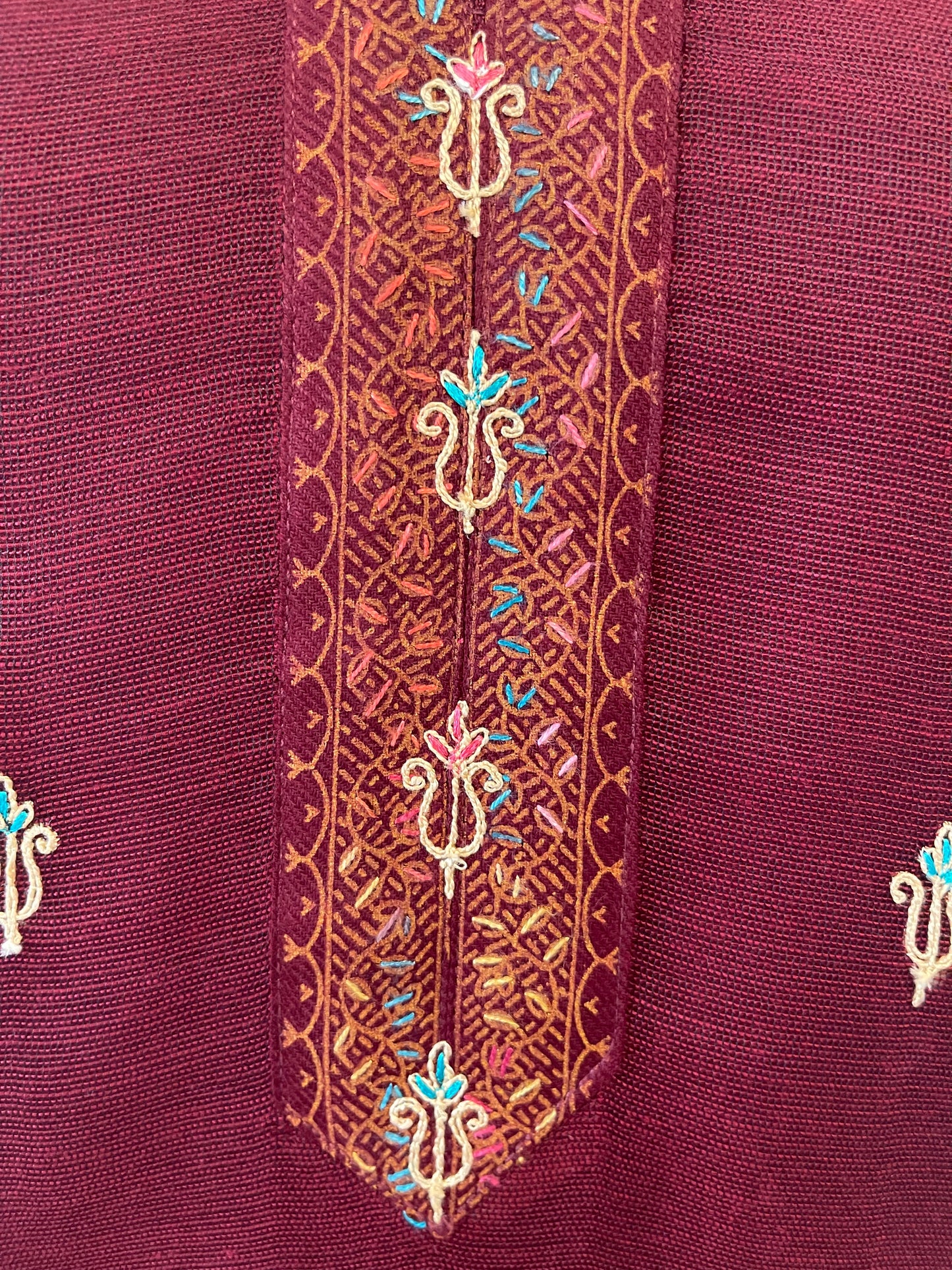 HK 90 Burgundy Kashmiri work with block print