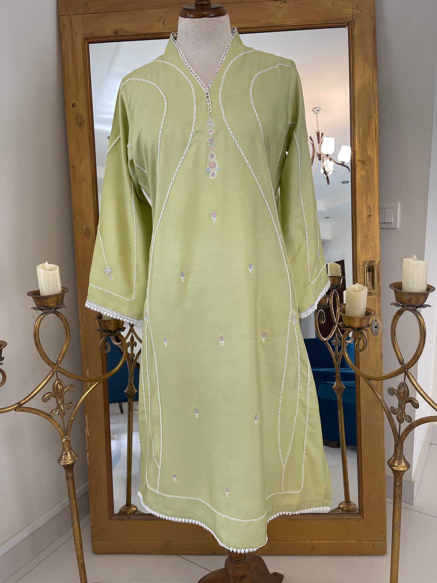 Green Khaadi Silk