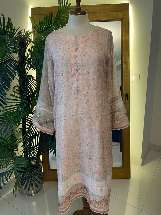 HK54# Powder Pink Printed Dress