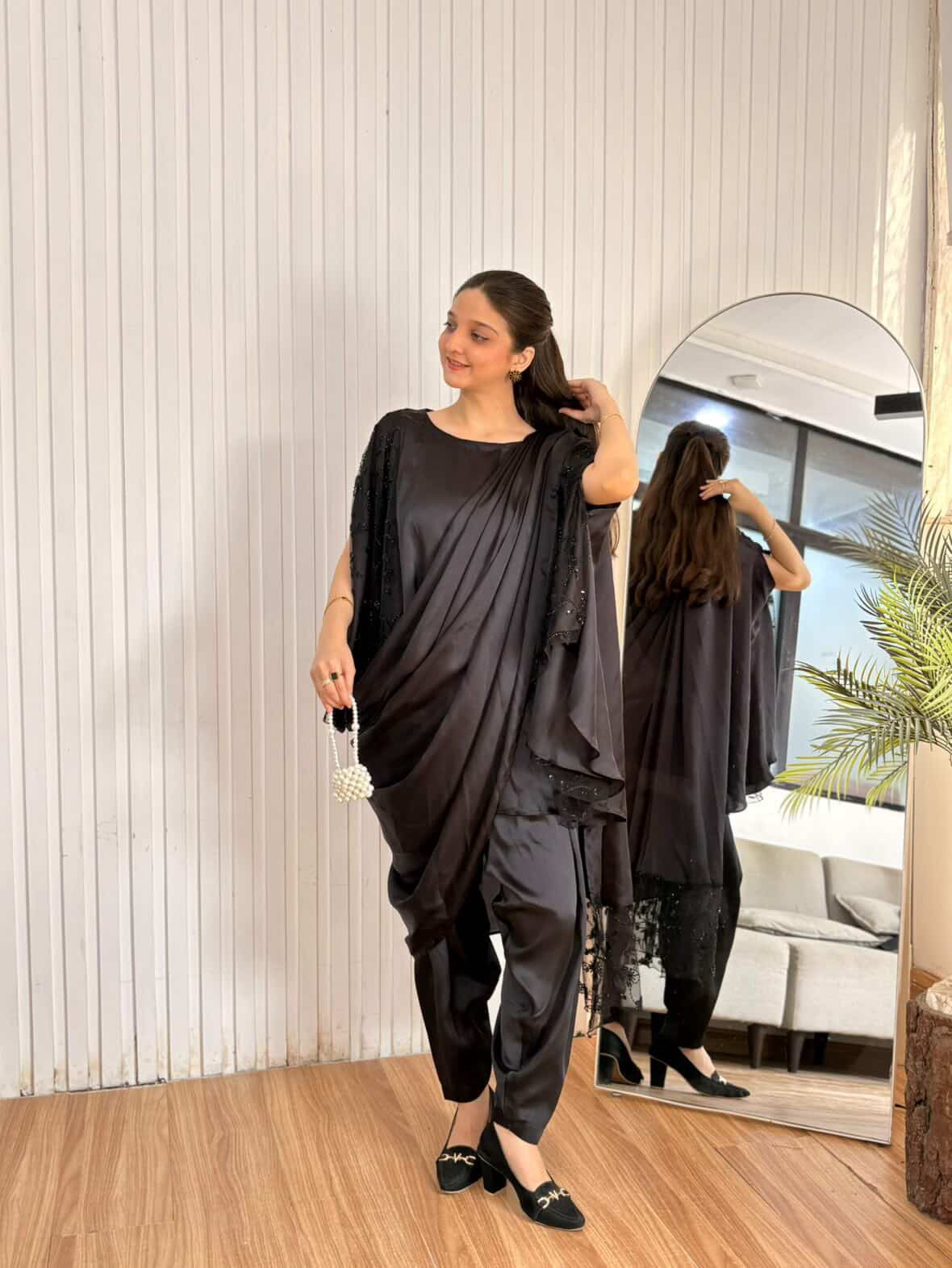HK 134 Black Drape dress