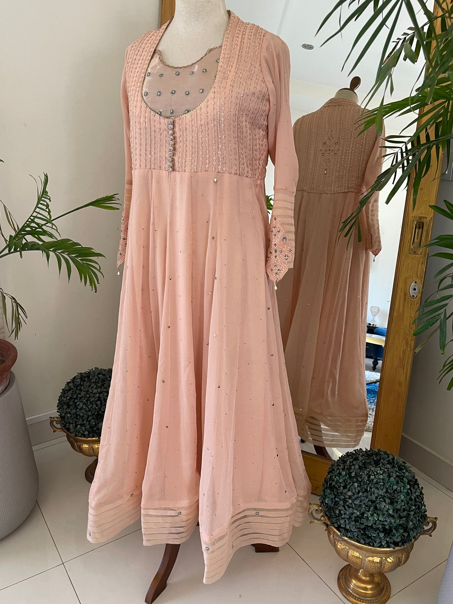 Peach Chiffon Koti Dress