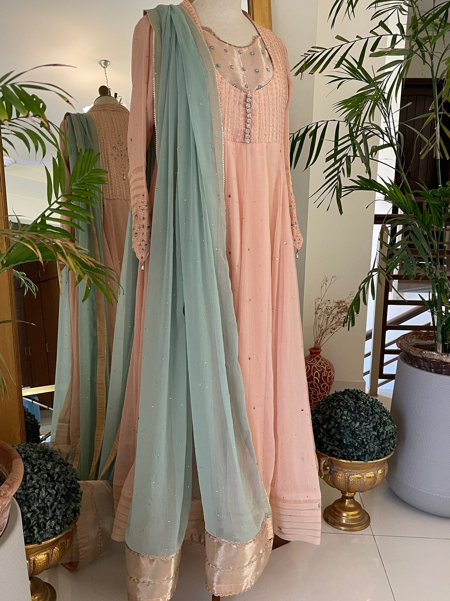 Peach Chiffon Koti Dress