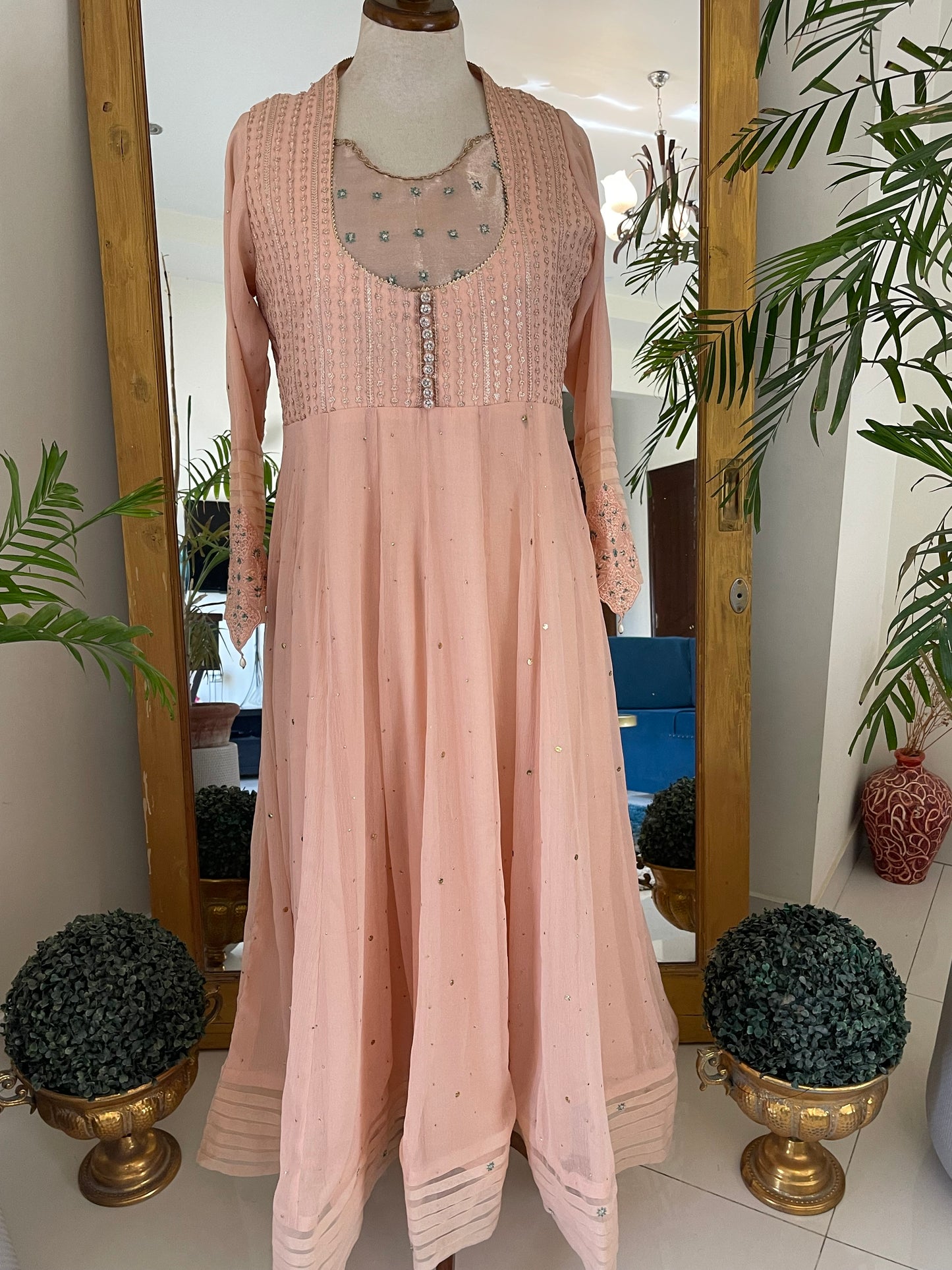 Peach Chiffon Koti Dress