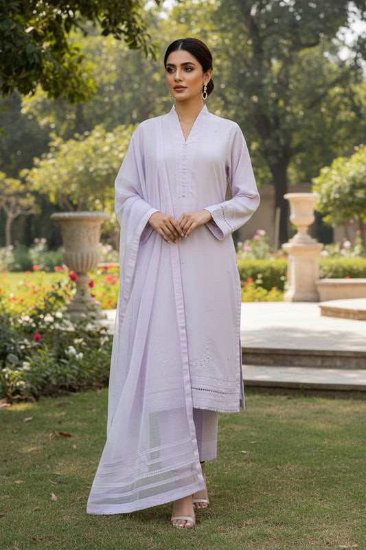 HK 111 lilac with cotton net dupatta