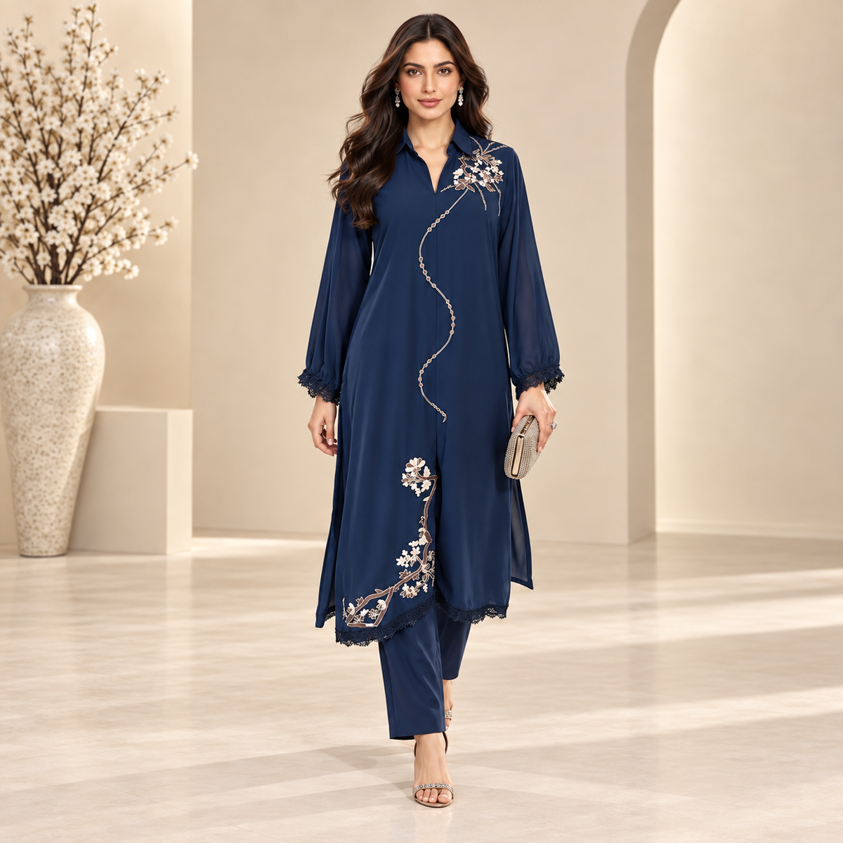 HK 177 Midnight Navy Georgette