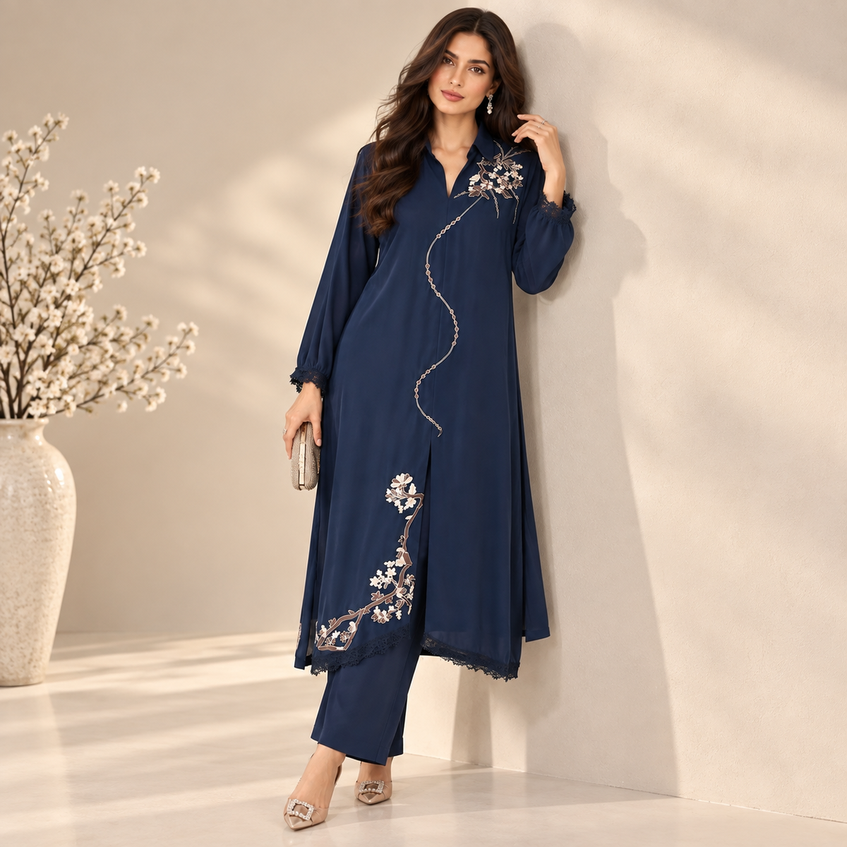 HK 177 Midnight Navy Georgette