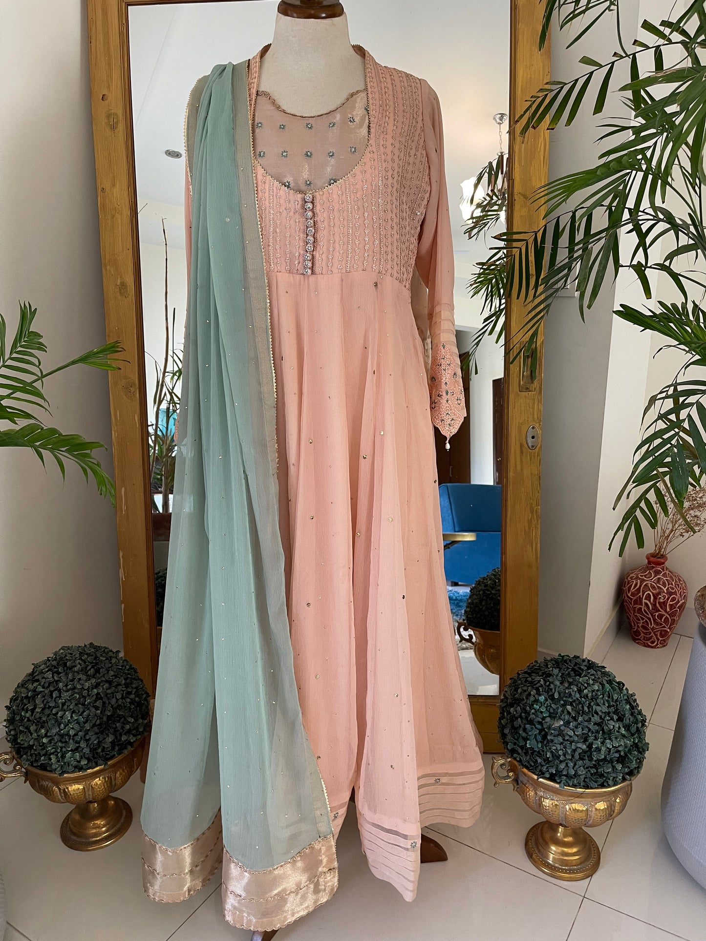 Peach Chiffon Koti Dress