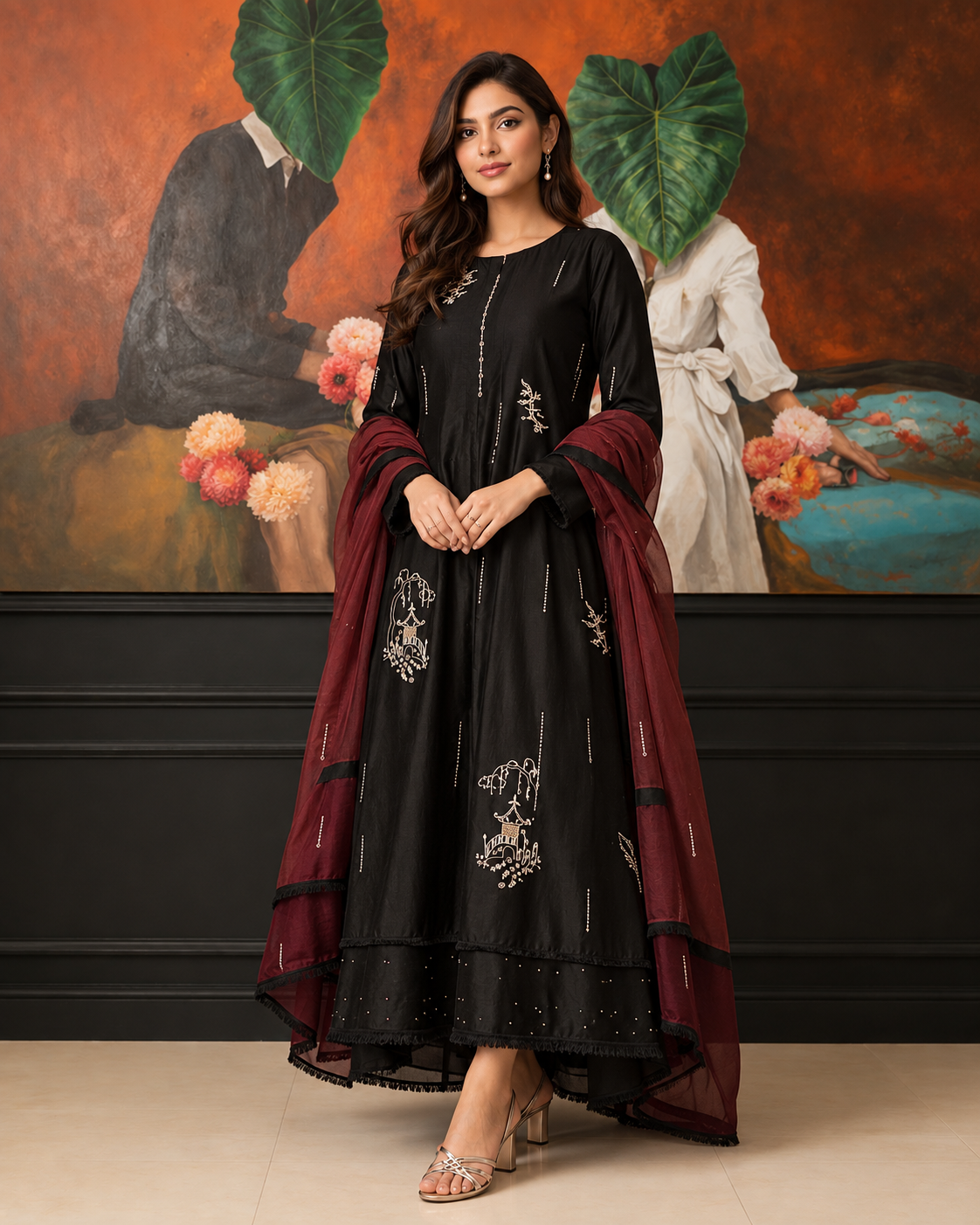 Hk164 Black Panelled Ensemble
