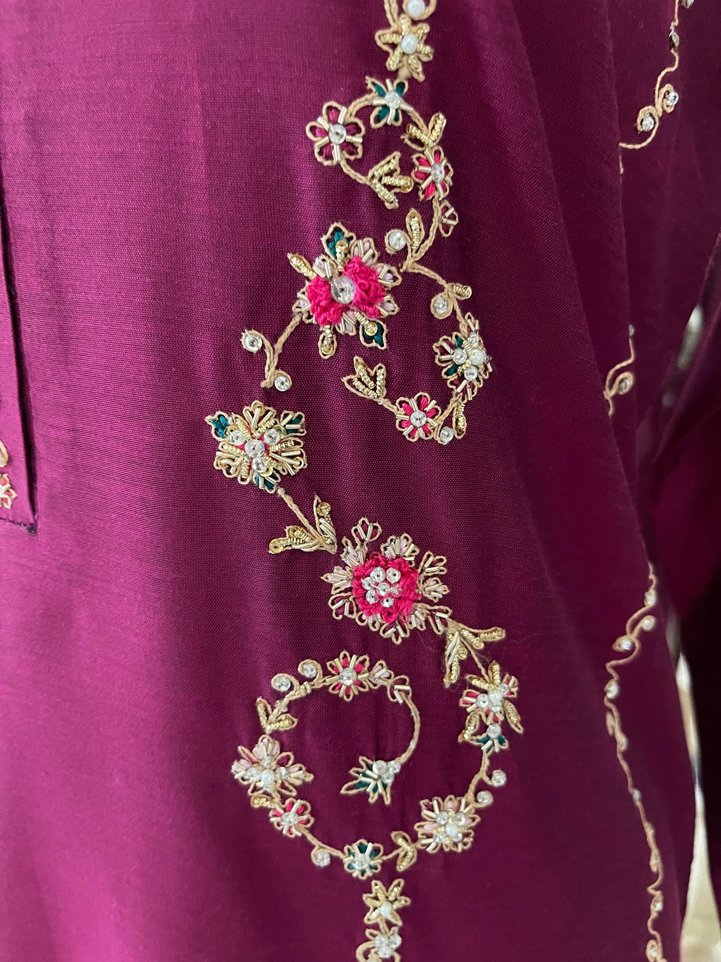 Magenta Purple with teal green dupatta