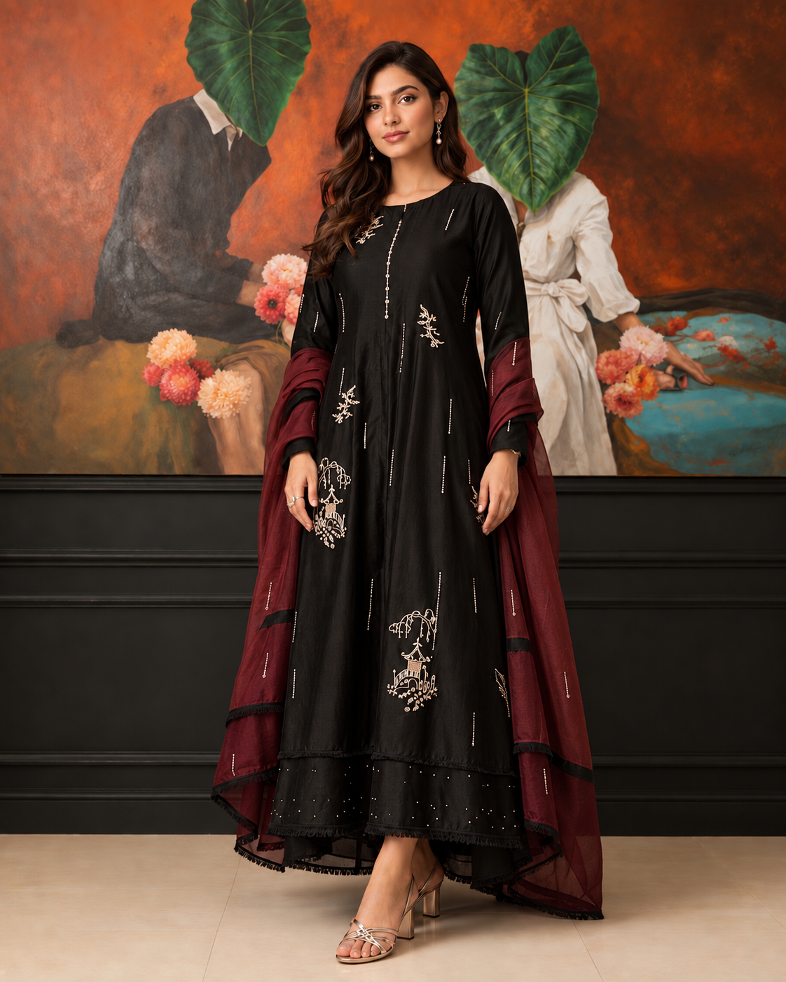 Hk164 Black Panelled Ensemble