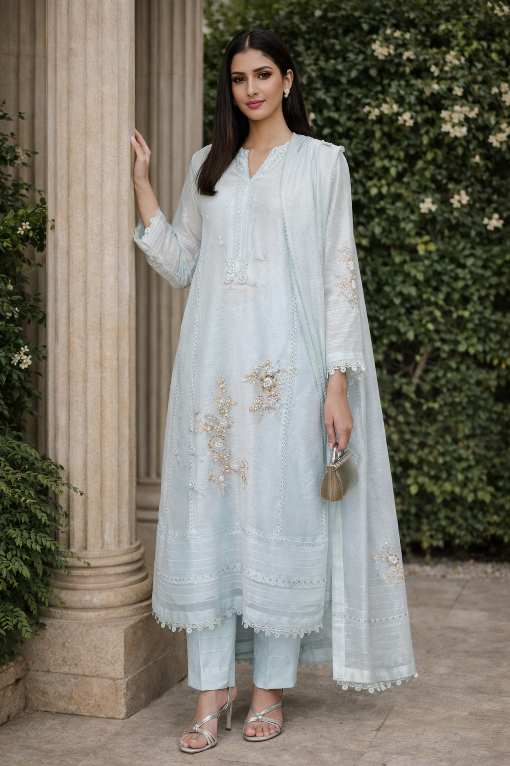 Sky blue Cotton net