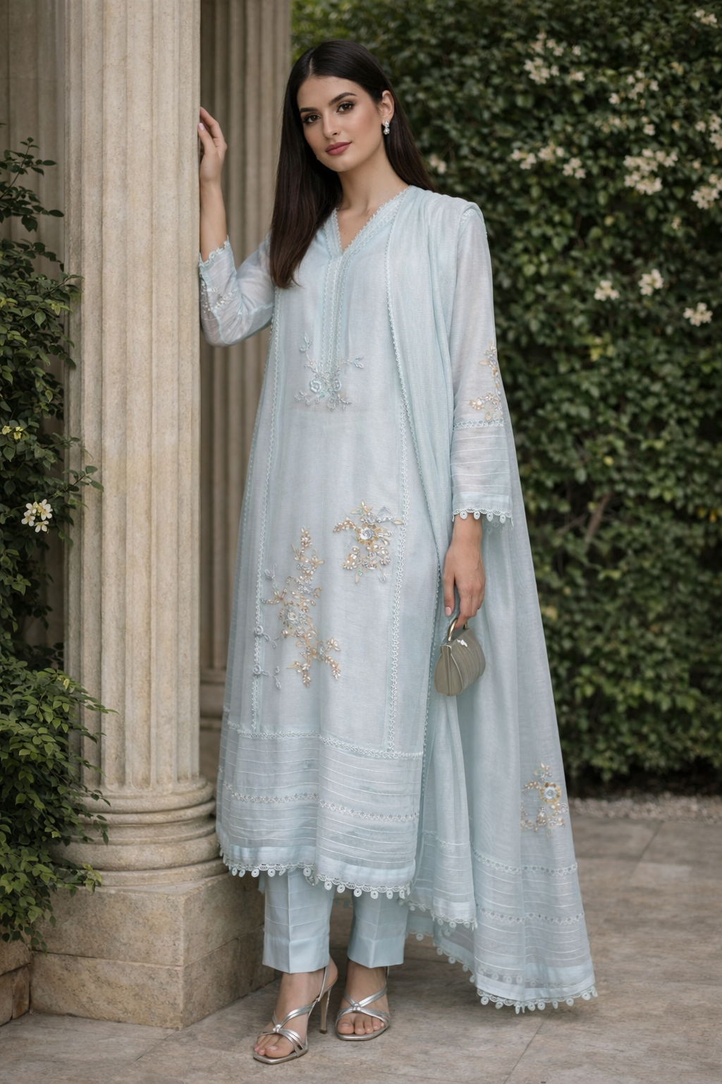 Sky blue Cotton net