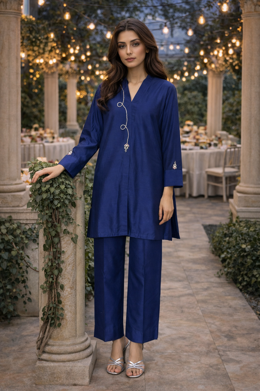 Royal blue with diamanté string